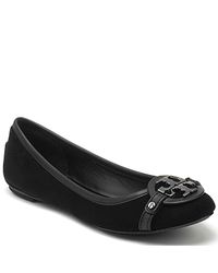 Tory Burch | Aaden Ballet - Black Suede Logo Flat | Lyst