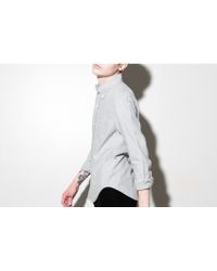 Band of Outsiders - Gray Grey Melange Plain Flannel Shirt for Men - Lyst