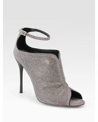 B Brian Atwood | Liese Metallic Peep Toe Ankle Boots | Lyst