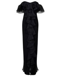 Notte by Marchesa | Black Ruffled Orgz Cascade Gown | Lyst