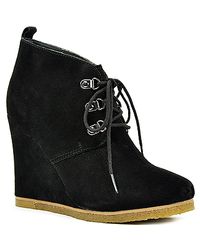 Steve Madden | Tanngoo - Black Suede Wedge Bootie | Lyst