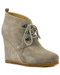 Steve Madden | Brown Tanngoo - Taupe Suede Wedge Bootie | Lyst