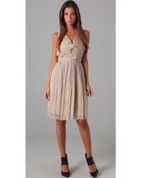 Robert Rodriguez | Natural Pleated Chiffon Bow Dress | Lyst