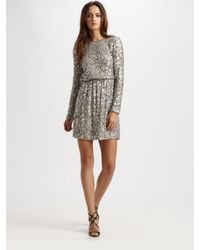 Alice + Olivia | Metallic Ritchie Embellished Blouson Dress | Lyst