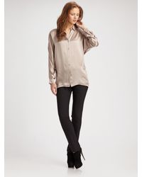 Vince | Pink Tuck Silk Long-sleeve Top | Lyst
