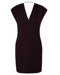 T By Alexander Wang | Purple Str.gabardine V-neck Dress | Lyst