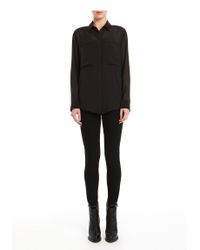 Alexander Wang | Black Silk Chiffon Cdc Long Sleeve Shirt | Lyst