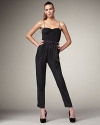 Rebecca Taylor | Black Leopard Jacquard Jumpsuit | Lyst