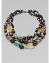 Alexis Bittar | Metallic Three-row Semi-precious, Multi-stone Necklace | Lyst