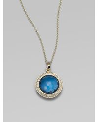 Ippolita | Metallic Blue Topaz, Diamond & 18k Yellow Gold Necklace | Lyst