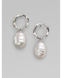 Majorica | 12mm White Baroque Pearl & Sterling Silver Drop Earrings | Lyst
