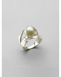 Majorica | 12Mm White Pearl & Sterling Silver Ribbon Ring | Lyst