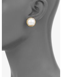 Majorica | 16mm White Mabe Pearl Earrings | Lyst