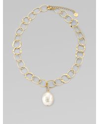 Majorica | Metallic 22mm White Baroque Pearl Chain Necklace | Lyst