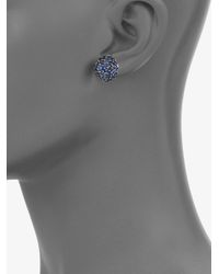 M.c.l Matthew Campbell Laurenza | Blue Pavé Sapphire Half Ball Stud Earring | Lyst