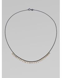 Mizuki | Metallic Oxidized Sterling Silver 14k Gold Bead Fringe Necklace | Lyst