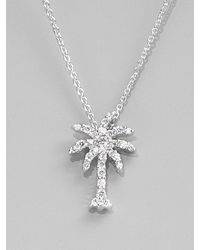 Roberto Coin | Metallic Diamond & 18k White Gold Palm Tree Necklace | Lyst