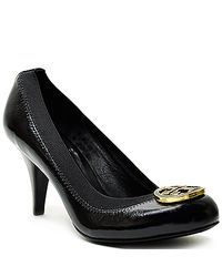 Tory Burch | Caroline - Black Patent Leather Mid Heel Pump | Lyst