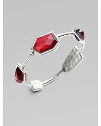 Ippolita | Metallic Sterling Silver Semi-precious Multi-stone Bangle Bracelet/rose Scarlet | Lyst