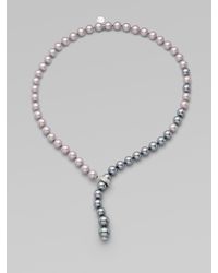 Majorica | Multicolor 8mm-10mm Round Grey, Nuage & Tahitian Pearl Lariat Strand | Lyst