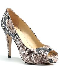 kate spade new york | Multicolor Gwen - Neutral Snake Printed Leather Open Toe Pump | Lyst