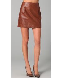 Vince | Brown Pleated Lambskin Leather Mini Skirt | Lyst