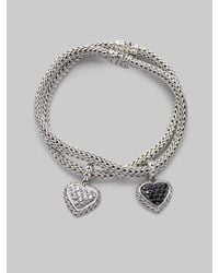 John Hardy | Metallic Black Sapphire & Sterling Silver Small Heart Charm Bracelet | Lyst