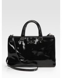 kate spade new york | Black Brette Leopard-print Patent Leather Tote Bag | Lyst