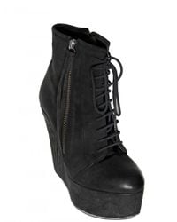 BB Bruno Bordese | Black 130mm Matte Calf Lace Up Wedges | Lyst