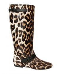 Blumarine | Multicolor Leopard Printed Pony Flat Boots | Lyst