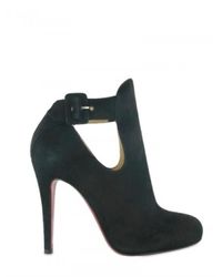 Christian Louboutin | Black 100 Mm Demina Suede Low Boots | Lyst
