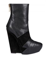 Gareth Pugh | Black 140mm Suede & Calfskin Low Boot Wedges | Lyst