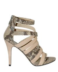 MICHAEL Michael Kors | Natural 100mm Python Print Leather Sandals | Lyst