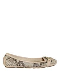MICHAEL Michael Kors | Natural Python Print Leather Ballerina Flats | Lyst
