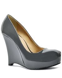 Pour La Victoire | Gray Ivonne - Grey Patent Leather Wedge Pump | Lyst