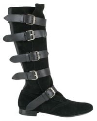 Vivienne Westwood | Black 20mm Suede and Calf Buckle Straps Boots | Lyst