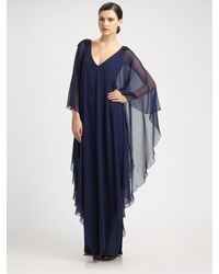 Notte by Marchesa | Blue Silk Caftan Gown | Lyst