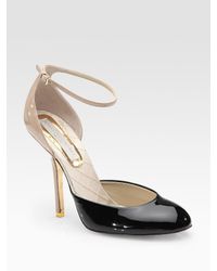 Stella McCartney | Black Two-tone Faux Patent Leather Mary Jane Pumps | Lyst