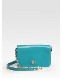 Tory Burch | Blue Robinson Mini Patent Leather Shoulder Bag | Lyst