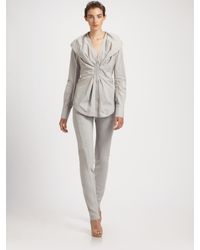 Donna Karan | Gray Paper Cotton Hooded Shirt | Lyst