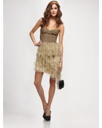 Alice + Olivia | Metallic Lucille Beaded Bustier Tier Dress | Lyst
