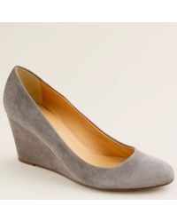 J.crew Martina Suede Wedges in Gray | Lyst