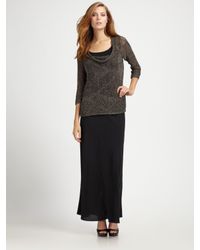 Eileen Fisher | Black Silk Georgette Skirt | Lyst