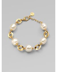 Majorica | Metallic 12mm White Baroque Pearl Link Bracelet | Lyst