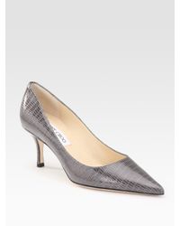 Jimmy Choo | Gray Lizard-print Pumps | Lyst