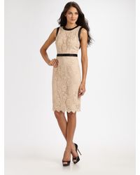 MILLY | Pink Chantilly Lace Marcella Bow Sheath Dress | Lyst