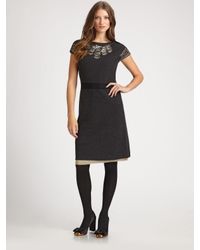 Tory Burch | Black Minnie Boiled-wool Dress | Lyst