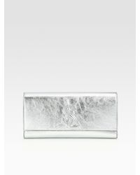 Saint Laurent | Ysl Large Metallic Clutch | Lyst