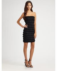 Elizabeth and James | Black Vivienne Silk Chiffon-ruffled Strapless Dress | Lyst