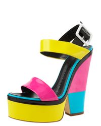 Giuseppe Zanotti | Multicolor Neon Colorblock Platform Sandal | Lyst